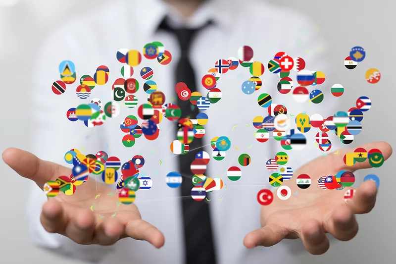 Weltkarte mit
              Verbindungslinien – Symbol für globales Lokalisierungsmanagement